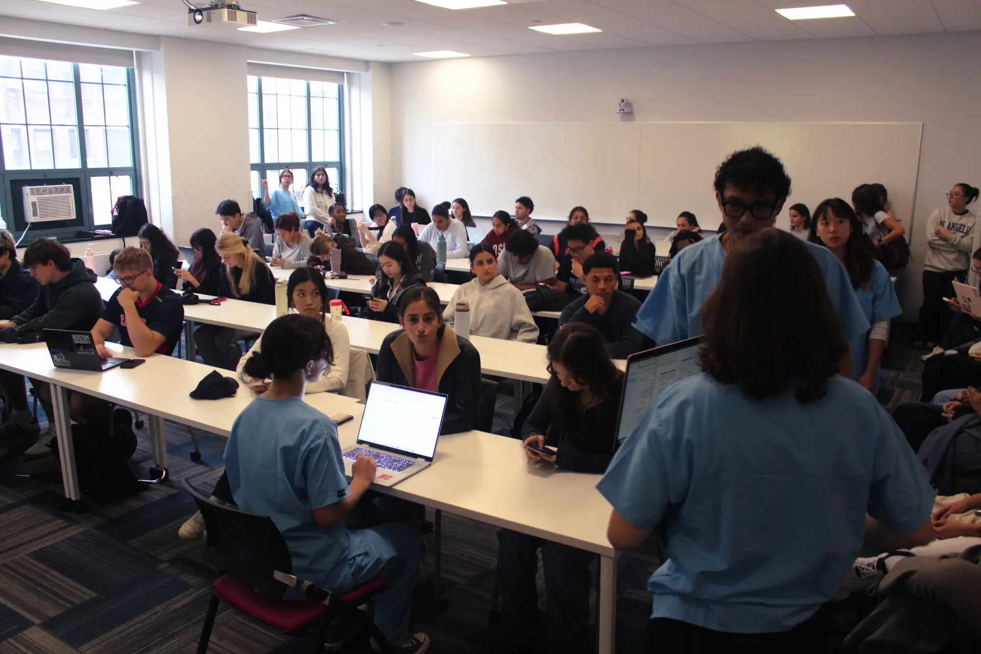Campus2Care leadership working with a full room of students at the September 13 workshop